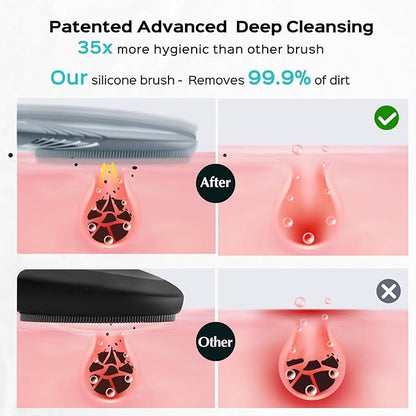 COSLUS FBS01 Face Scrubber Facial Cleansing Brush: 5 Cleansing Modes Silicone Face Wash Scrubber for Men Beard Care, Sensitive Skin - Deep Cleansing & Gentle Exfoliating, Portable for Shower & Travel
