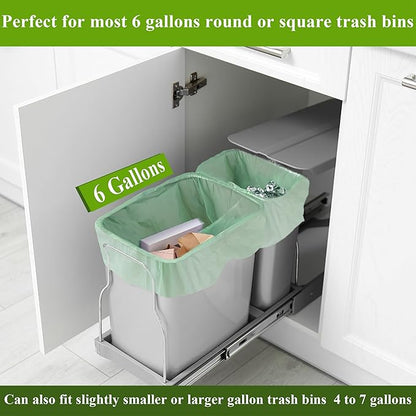 C Crystal Lemon 50 Count Biodegradable Kitchen Food Waste Bags - 6 Gallon Scraps Bags - Heavy Duty Compostable Waste Bags for Kitchen - Unscented Trash Bags 6 Gallon for Yard, Food (Pack of 2)