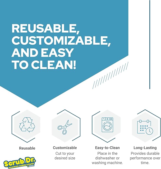 The Tile Doctor Multipurpose Scrub Pad - Ideal for Bathroom, Kitchen & Floor Cleaning - Non-Scratch Dish Sponge & Shower Scrubber - Non Abrasive - (White - Light Duty, 6 Pack)