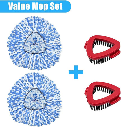 Mop Heads Replacements for Ocedar, Mop Replace Head for O Cedar, Mop Heads for O Cedar, Mop Replace Head for Cedar, Mop Heads for O Cedar Spin Mop Include 2 Pack Mop Refills & 2 Pack Scrubber Mop Head