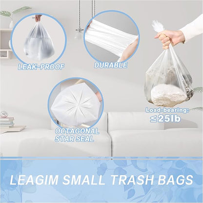 Small Trash Bags 4 Gallon - 108 Count Leakage-Proof 4 Gallon Trash Bag, Small Garbage Bags for Office Bedroom Bathroom Mini Trash Bags, Unscented White 15L Small Trash Can Liners