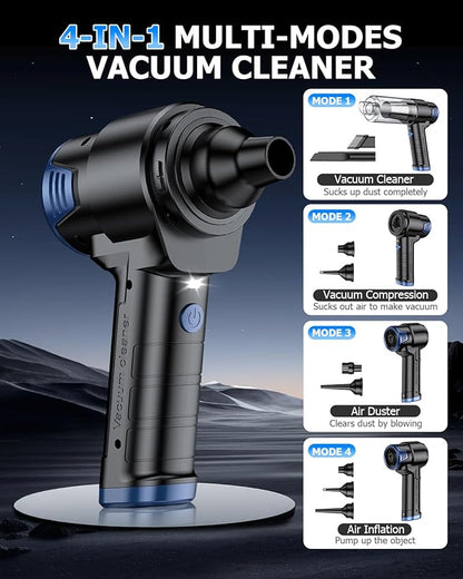 AHNR Handheld Car Vacuum Cleaner Cordless with 16000PA Powerful Suction, 4-in-1 Portable Mini Vacuum Cleaner & Air Duster with Multi-Accessories, Hand Held Vacuum Cordless Rechargeable for Car Home