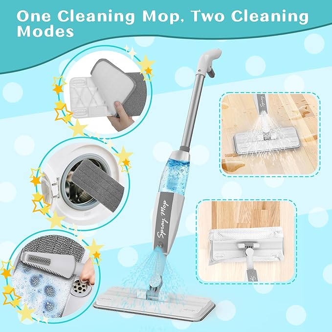 Toddler Mop that Really Works - Kids Spray Mop - Mini Size Cleaning Toy Set, Interactive Pretend Play Montessori Toys Gift for Toddlers Boys Girls Ages 3-6