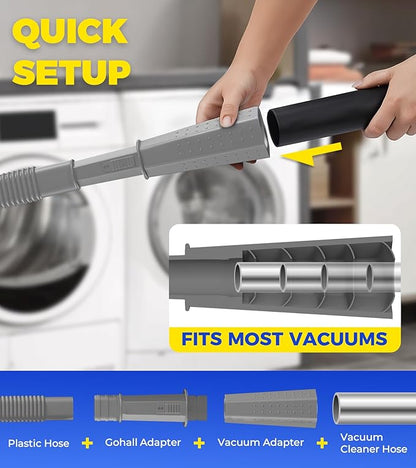 2 Pieces Dryer Vent Cleaner Kit - Flexible Dryer Lint Vacuum Attachment and Bendable Dryer Lint Brush - Lint Remover Compatible with All Vacuum Cleaner Laundry Room (Gray)