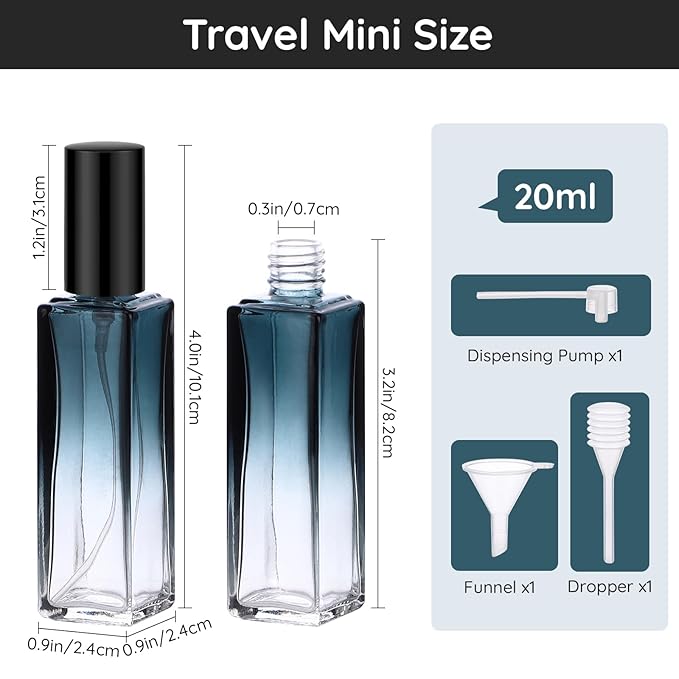 Segbeauty Glass Perfume Spray Bottle, 5 Pack of 20ML Mini Travel Atomizer Sprayer for Perfume, Empty Press Pump Bottle Refillable Cologne Dispenser Perfume Bottles Scent Sample Case Travel Must Have