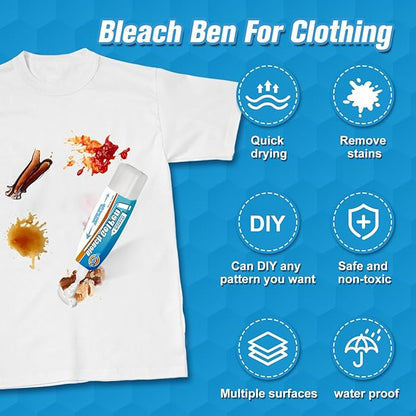 Bleach Pen For Clothing, Bleach Pen, Stain Remover Pen, bleach Gel pen, Clothing Bleached DIY Design, Travel, Instantly Remove Stains, Pearl White (1.76 Fl Oz, Lemon)