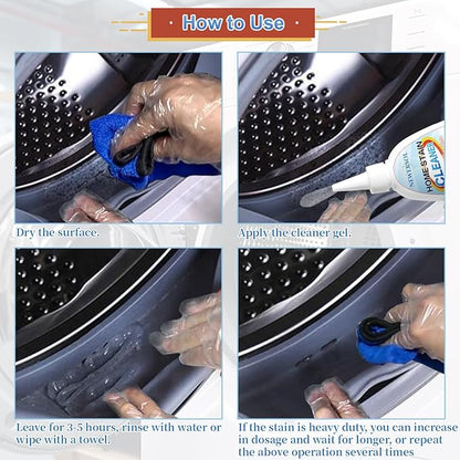 Black Stain Remover Gel Washing Machine Cleaner Front Loader Grout Cleaner Home Stain Removal Gel for Washer Kitchen Sink Showers Bathroom and Floor Tile 8Fl Oz