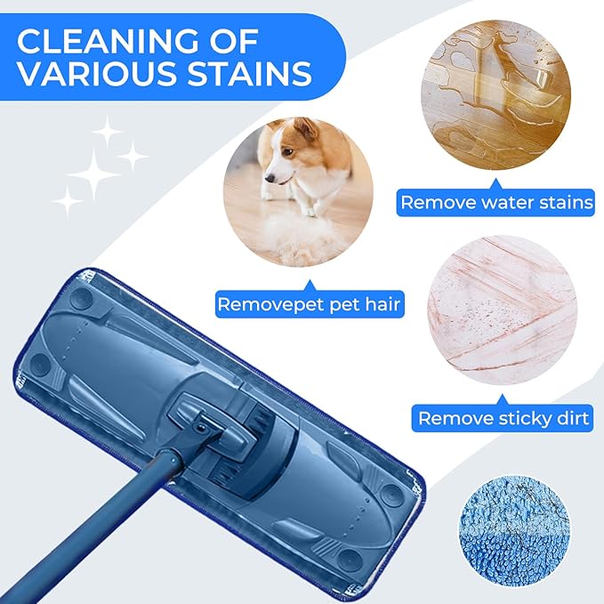 Wlich 3 Pack Microfiber Cleaning Pads are Compatible with Bona Mop,18 Inch Replaceable Mop Pad Refill,Washable & Reusable Blue Microfiber Mop Pads for Hardwood and Hard-Surface Floors