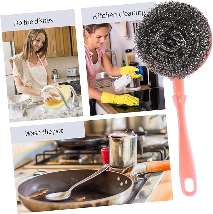 1set Steel Ball Cleaning Ball Stove Top Cleaner Pan Cleaning Tool Pot Scrubber