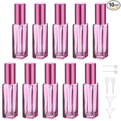 Segbeauty 10 Packs Glass Perfume Bottles - 10ML Empty Refillable Travel Atomizer, Small Spray Bottle With Fine Mist Sprayer, Portable Scent Pump for Fragrance Samples