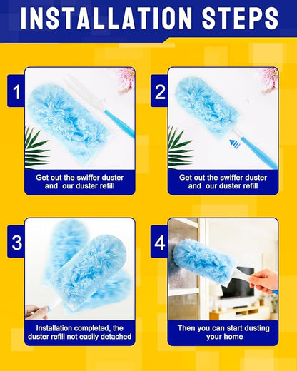 32 Count Dusters Refills with 2 Handles, 360 Heavy Duty Dusters Refills Compatible with Swiffer Duster Handle, Compatible with Swiffer Duster Refill 360 for Dusting Blinds, Home Cleaning