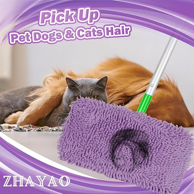 6Pcs Reusable Microfiber Mop Pads, Compatible with Swiffer Sweeper Mop, Wet & Dry Use, Replacement Sweeping Mopping Pad Refills for Hardwood, Ceramic, Laminate, Marble, Stone, or Cement Floors