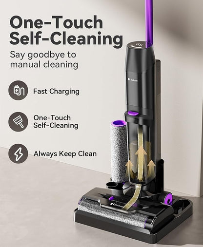 Wet Dry Vacuum Cleaner 16,000Pa,50Mins Runtime Cleaning Area 3,013 ft²,Cordless Vacuum Cleaner, Cordless Vacuum and Mop All in One,for Hard Floors Sticky Messes and Pet Hair,H15 Set