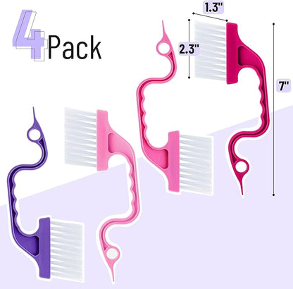 Slick- Window Track Cleaning Brush, 4 Pack, Ergonomic Handle, Built-in Scraper, Multipurpose, Window Track Cleaning Tools