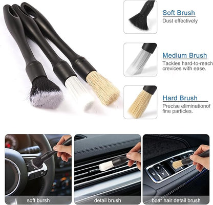 5PCS Car Detailing Brush Set with Car Cleaning Gel Car Cleaning Brushes,Car Dust Brush,Car Interior Detailing Brush for Vehicle Cleaning,Car Accessories for Truck, SUV, Interior
