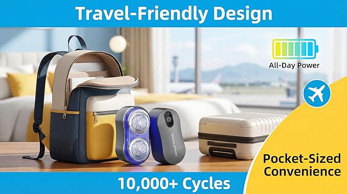 Dual-Head Electric Lint Remover & Fabric Shaver Defuzzer, Type-C Rechargeable, 6 Steel Blades, Remove Clothes Fuzz, Lint Balls, Pills