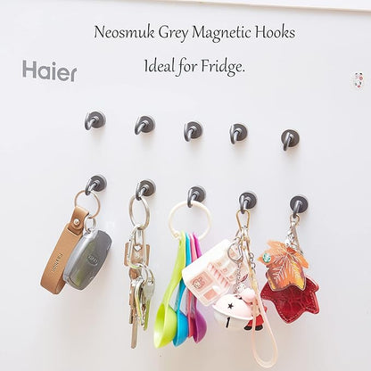 Neosmuk Magnetic Hooks, Heavy Duty 30lb+ Strong Magnet Hook for Cruise Cabins, Cruise Ship Essentials for Hanging, Metal Wall Refrigerator Hangers (Grey, 10 Pack)