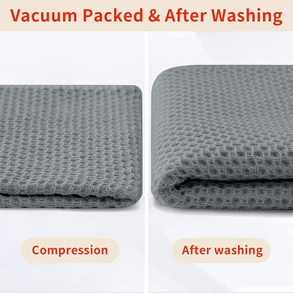 Homaxy 100% Cotton Waffle Weave Kitchen Dish Cloths, Ultra Soft Absorbent Quick Drying Dish Towels, 12 x 12 Inches, 8-Pack, Grey