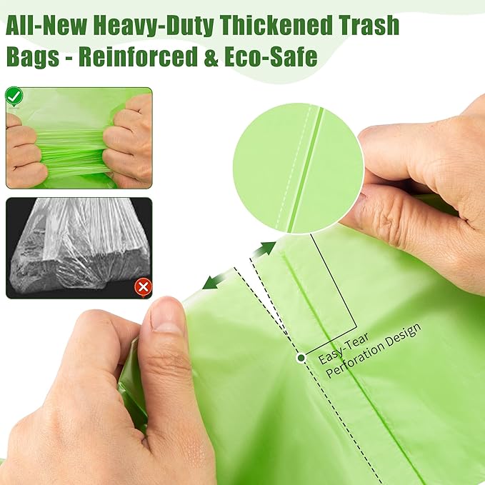 Compostable Trash Bags, Small Disposable Compost Bags 60 Count - Extra Thick & Leak-Proof Compostable Kitchen Garbage Bags for Standard 13 Gal / 50 Liter Trash Cans