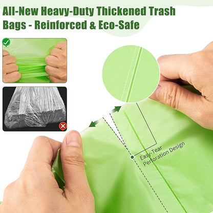 Upgraded Thickness Compostable Trash Bags, 2.6 Gallon / 10L, 150 Count - Maximum Strength, Leakproof & Tough Biodegradable Garbage Bags for Kitchen & Home