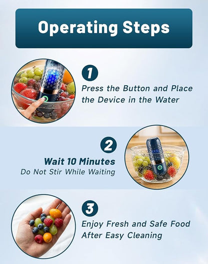 PurePod Produce Cleaner - PurePod Fruit Cleaner, Portable, No Scrubbing, Compact Fruit Vegetable Cleaning Device for Kitchen, Camping Travel, Waterproof Rechargeable Design (2PCS)