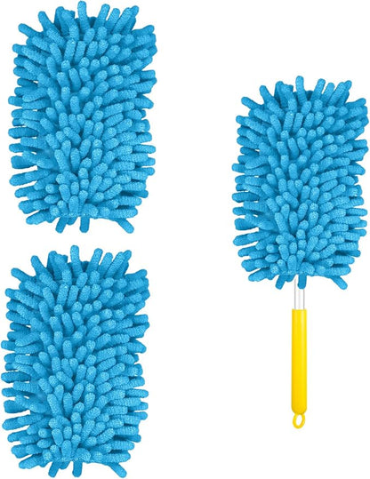 2pcs Duster Refills, Microfiber Dusters Heavy Duty Refills 360 Ceiling Fan Duster Replacements Reusable Hand Dusters for Cleaning (Blue)