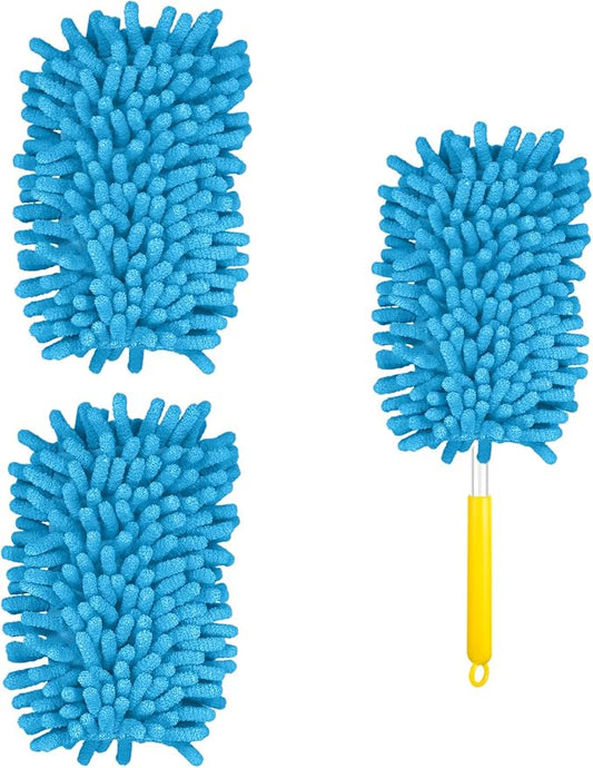 2pcs Duster Refills, Microfiber Dusters Heavy Duty Refills 360 Ceiling Fan Duster Replacements Reusable Hand Dusters for Cleaning (Blue)