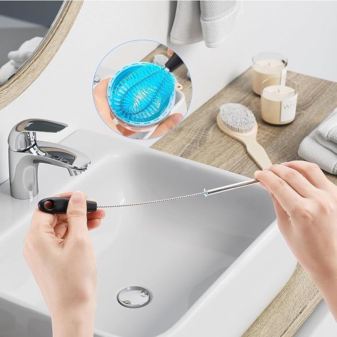 UNIFUN 3-in-1 Stainless Steel Cleaning Brush Set, Long Handle for Narrow Neck Bottles, Sport Bottles, Coffee Mugs, Tumblers, Flask
