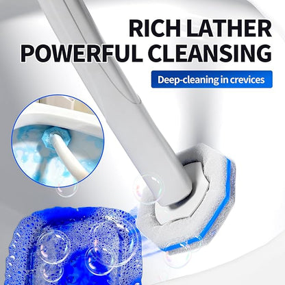 Disposable Toilet Brush Set with 60 Replacement Heads, Toilet Cleaning Replacement Pads, Starter Kit with Storage Case for Deep Cleaning and Hygienic Bathroom Maintenance