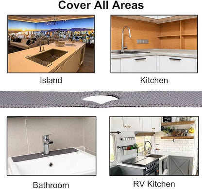 18'' Kitchen Faucet Absorbent Mat, Sink Splash Guard, Microfiber Faucet Handle Drip Catcher, Kitchenguard Tray, Water Drying Pads, Counter Protector for Kitchen, Bathroom, and RV