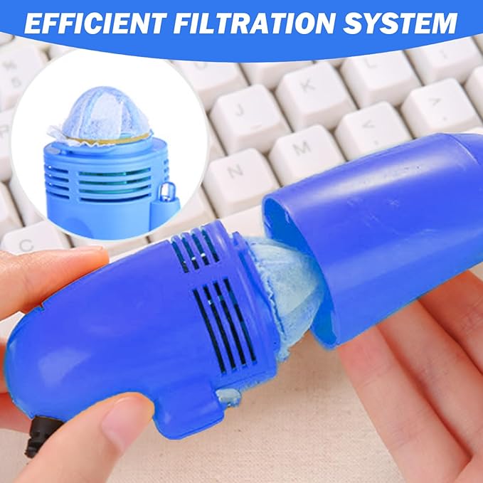 Keyboard Vacuum Cleaner Portable Mini Desktop Vacuum Long Lasting Handheld Cleaner with USB Cord, Nozzle ＆ Brush, Mini for Cleaning Laptop Dust, Hair, Crumbs