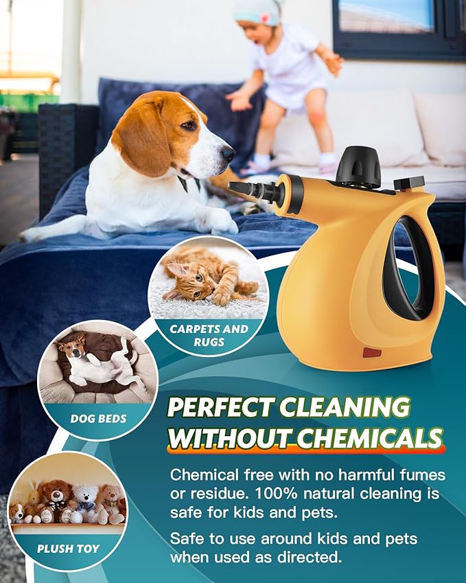 Handheld Pressurized Multi-Surface Steam Cleaner, Ease of Cleaning 100% Chemical-Free Steam Cleaner for Home with 11pcs Accessories, Portable Steamer for Deep Cleaning Tile, Grout, Window, Couch,Car