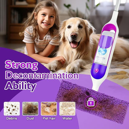 UNIMADE Reusable Mop Pads for Swiffer PowerMop, 8 Pack Microfiber Mop Pad Refill with Scrubber Strips for 13''-15'' SprayMop, Washable Mop Pads Use for Most Floor Types, Designed for Pets - Purple
