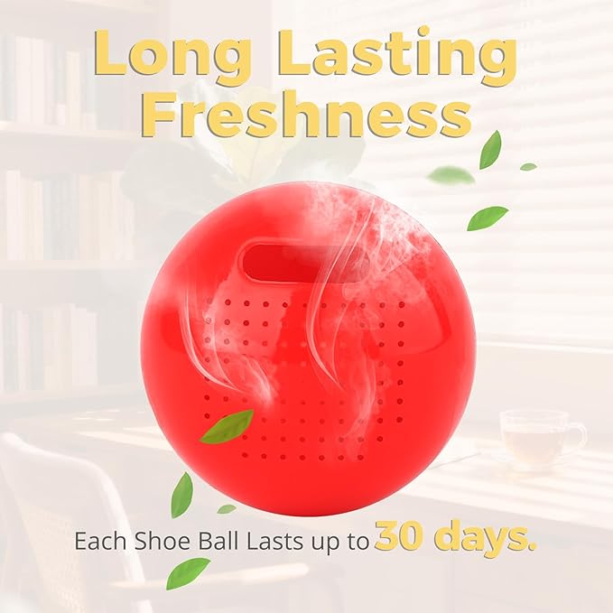 Knixmax Shoe Deodorizer Balls Strong, Odor Eliminator for Sneaker Gym Bag Closet Locker, Work Boot Drawer Freshener, Unpleasant Smell Remover Ball for Men Women Teens, 6 Packs Jasmine Freesia Rose