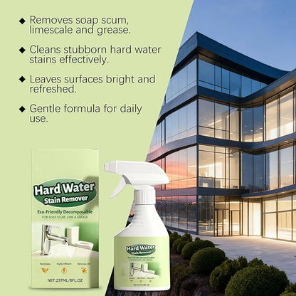 Water Stain Remover, 237ML Soap Scum Cleaning Agent, Glass Hard Water Shower Cleaner Spray, HardWater Spot Remover Spray, for Shower Bathtub Faucet Sink Bathroom Kitchen Apartment