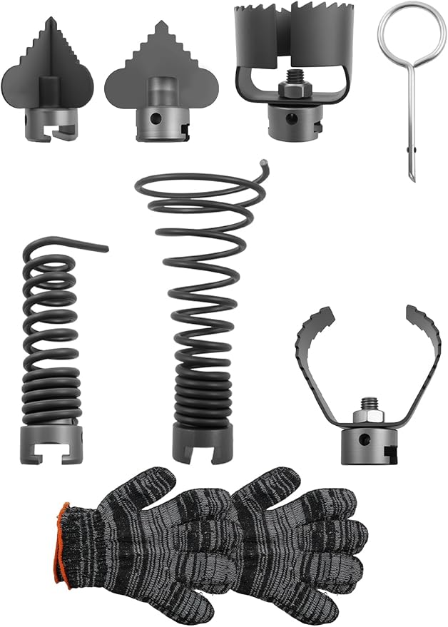 6PCS 30mm Drain Cleaning Attachment Set Fit for K-60SP/ K-60SE/ K-750/ RID-GID C-7 C-8 C-8IC C-9 C-10 C-10IC Cables, Fit for Cables with 5/8" to 7/8"
