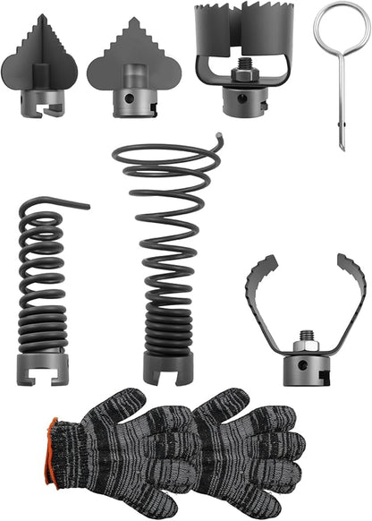 6PCS 30mm Drain Cleaning Attachment Set Fit for K-60SP/ K-60SE/ K-750/ RID-GID C-7 C-8 C-8IC C-9 C-10 C-10IC Cables, Fit for Cables with 5/8" to 7/8"