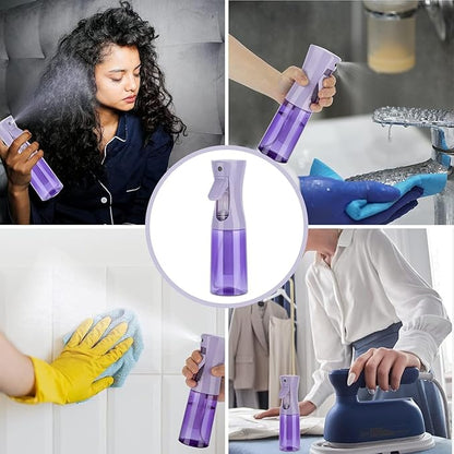 Hair Brush Set with Continuous Spray Bottle，Slick Back Hair Brush Back Brushing, Combing, Slicking Hair (Purple)