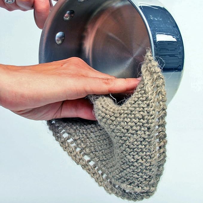 Hand knit Organic Cotton & Jute Scrub Cloths in Vintage Dish Cloth Pattern- 2 pack