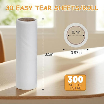 Lint Roller Refill Compatible with Flint,Extra Sticky Retractable Lint Refills Replacement Compatible with Flint,30 Sheets per Roll(Pack of 10,Total 300 Sheets)(No Roller Handle)