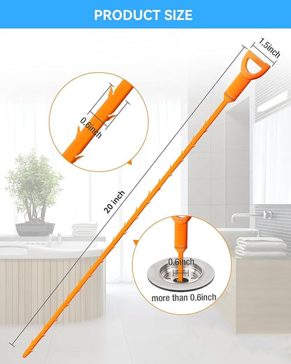 6 Pack Drain Clog Remover - Flexible Drain Snake for Effective Cleaning Hair and Debris in Sink or Bathtub, 20 Inch