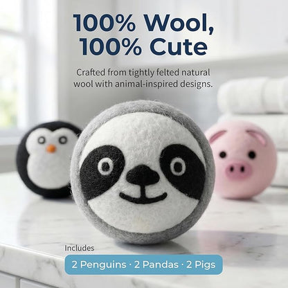 Best Brands Wool Dryer Balls 6 Pack - 100% Natural Fabric Softener Alternative, Reusable Laundry Balls for Dryer, Reduces Static Cling, Wrinkles & Drying Time, Safe for Baby Clothes & Delicates