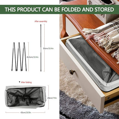 Slim Rolling Laundry Basket with wheel, IHOMAGIC Rectangle Storage Hamper - Thin Laundry Basket Corner Fittable Laundry Bin Flexible Laundry Sorter For Dormitory, Hotel, 39x18.5x58cm 41L, Light Gray