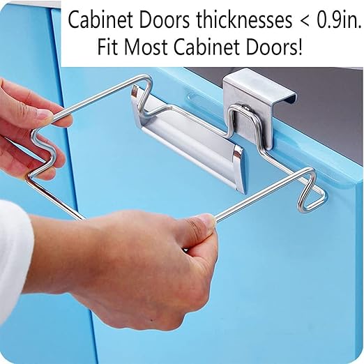 2 Pcs Large Stainless Steel Trash Bag Holder for Cabinets, Cupboards, Under Sink, Garbage, Kitchen Waste, Silver