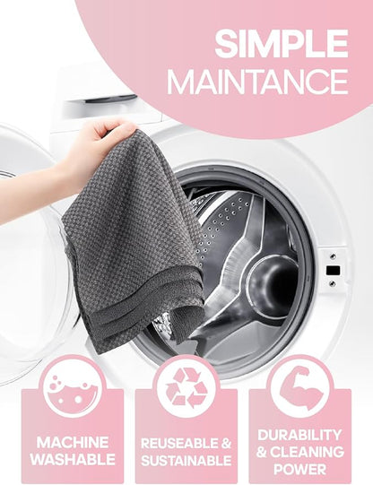 Fantasticlean Large Microfiber Cleaning Cloth Roll - 18'' by 12'', 24 Sheets, Thick, Super Absorbent and Reusable Rags, Daily Cleaning Supplies for Vehicle.. (DimGrey)