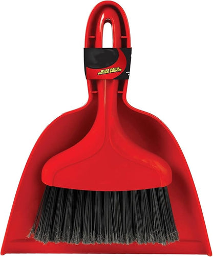 Whisk Broom and Dustpan Set, Red Handle with Black Bristles, Cleaning Combo