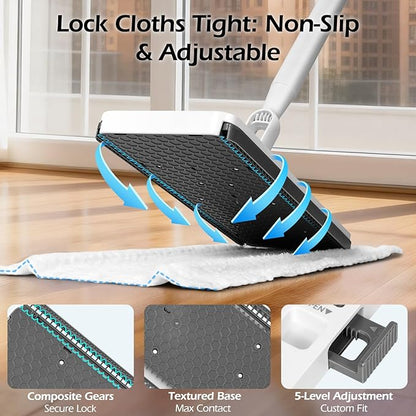 MASTERTOP Disposable Dust Mop with Mini Sweeper Mop,2-in-1 Disposable Mop with 47" Long Handle,Microfiber Mops for Floor Cleaning,No-Touch, Multi Surface Floor Cleaning