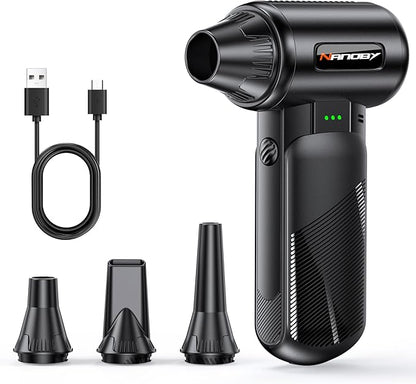 Electric Air Duster 130000RPM, Compressed Air Duster Cordless Rechargeable, 3-Speed Air Blower with 4 Nozzles, Keyboard Cleaner for PC Computer Electronics Car Cleaning