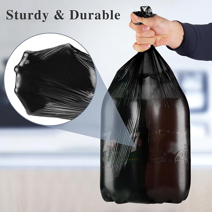 Toplive Trash Bag 4 Gallon Garbage Bag Small Trash Bags Wastebasket Bin Liners for Home Bathroom Bedroom Kitchen Office Trash Can, Black