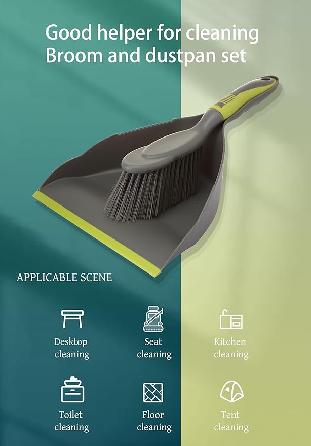 WDDBHSKN Dust pan Broom Dustpan Brush - Dust Pans with Brush, Dustpan and Brush Set, Handheld Broom and Dustpan Set are Used to Clean Kitchens, Floors, Tables, and Animal Cages.